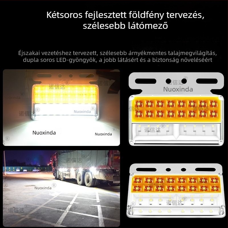 Teherautó-tráler oldalsó LED világítás, 12/24V, IP68 vízálló, kétsoros LED világítás, PC ház, élettartam 50 000 óra