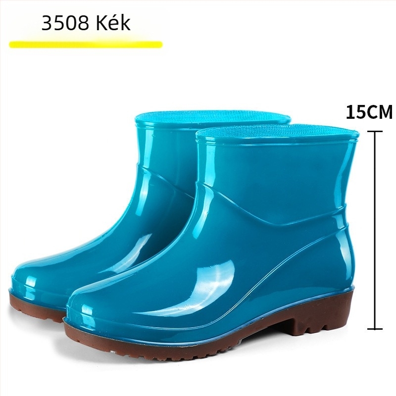 Női esőcsizmák, PVC felsőrész, magas cső, közepes vastagság, slip-on zárás