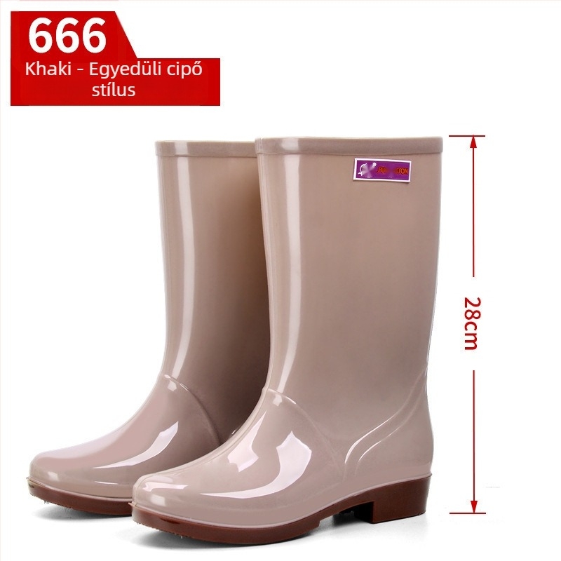 Női esőcsizmák, PVC felsőrész, magas cső, közepes vastagság, slip-on zárás