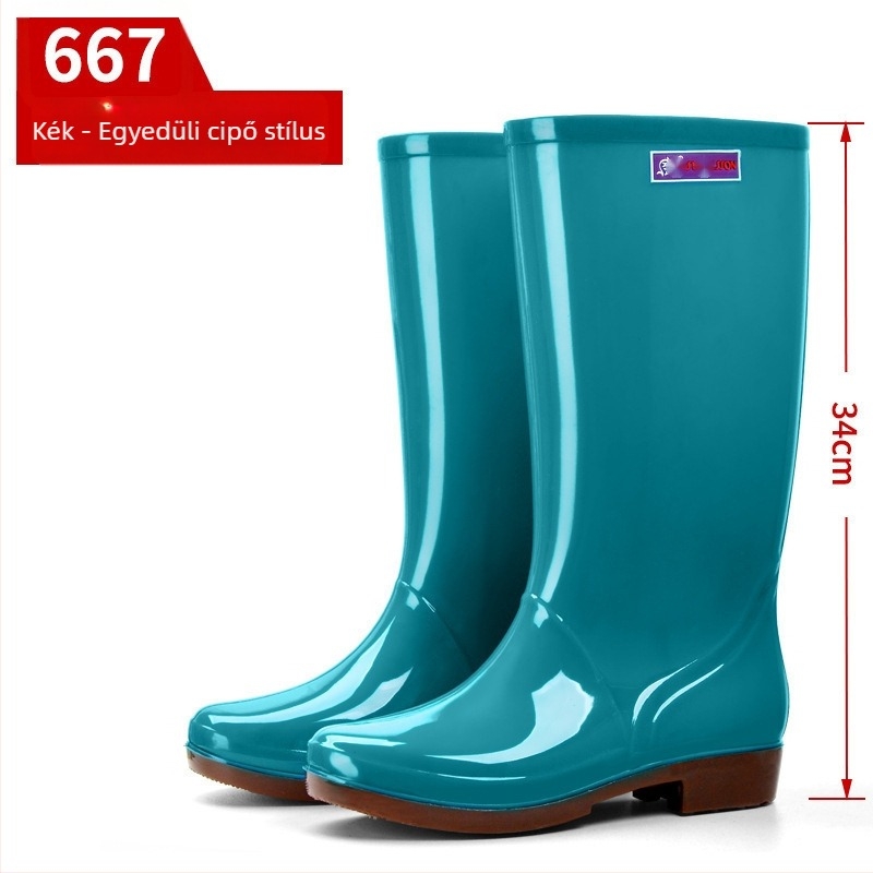 Női esőcsizmák, PVC felsőrész, magas cső, közepes vastagság, slip-on zárás
