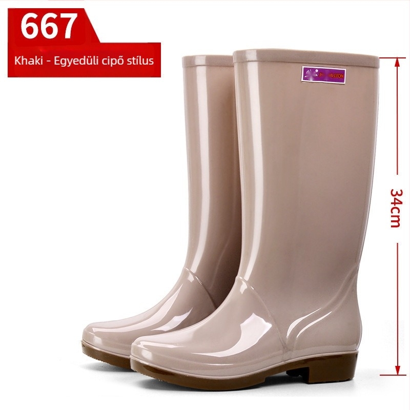 Női esőcsizmák, PVC felsőrész, magas cső, közepes vastagság, slip-on zárás