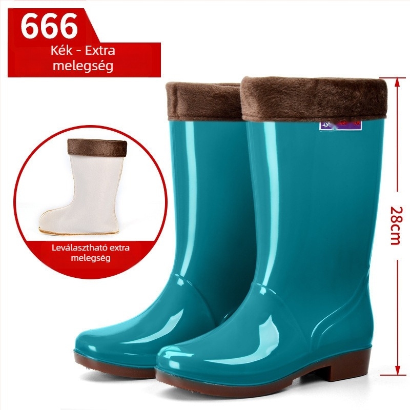 Női esőcsizmák, PVC felsőrész, magas cső, közepes vastagság, slip-on zárás