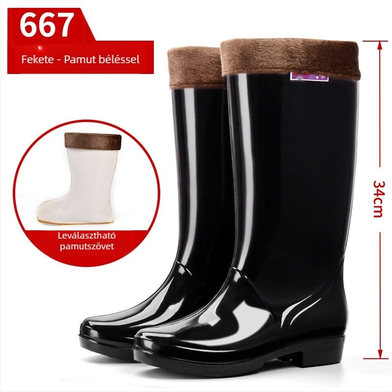 Női esőcsizmák, PVC felsőrész, magas cső, közepes vastagság, slip-on zárás
