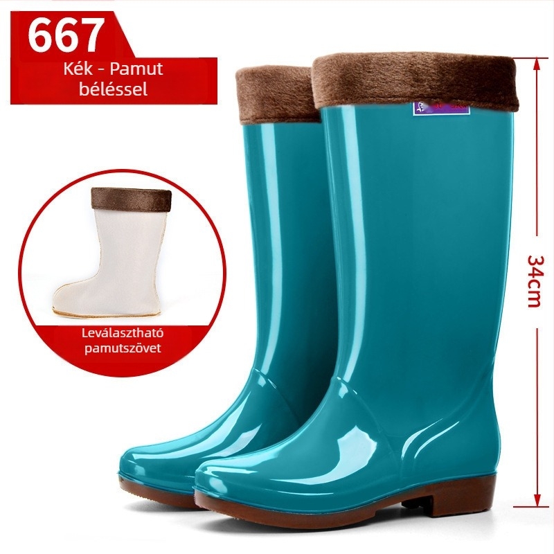 Női esőcsizmák, PVC felsőrész, magas cső, közepes vastagság, slip-on zárás