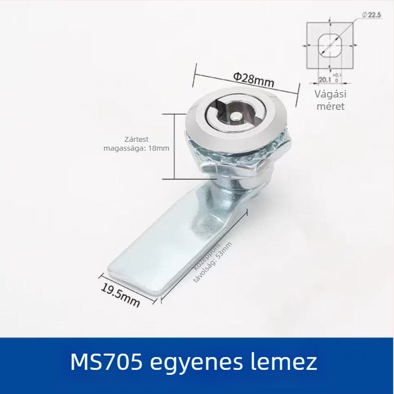 MS705 háromszög-zár cilinderes zár, vas test, alumínium ötvözet ajtókhoz, hornyázott szerelés, kulcs nélkül