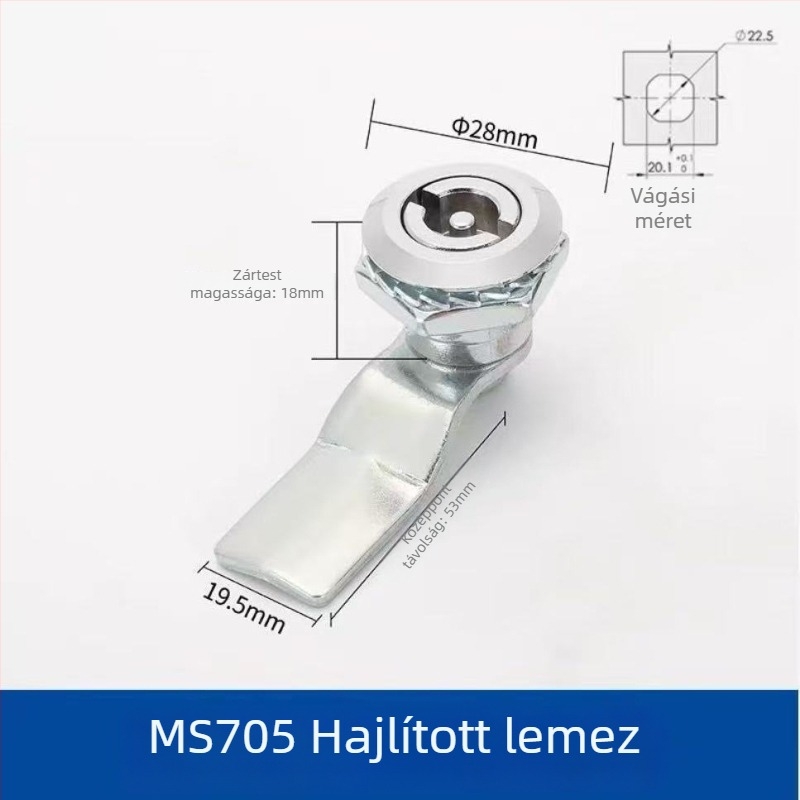 MS705 háromszög-zár cilinderes zár, vas test, alumínium ötvözet ajtókhoz, hornyázott szerelés, kulcs nélkül