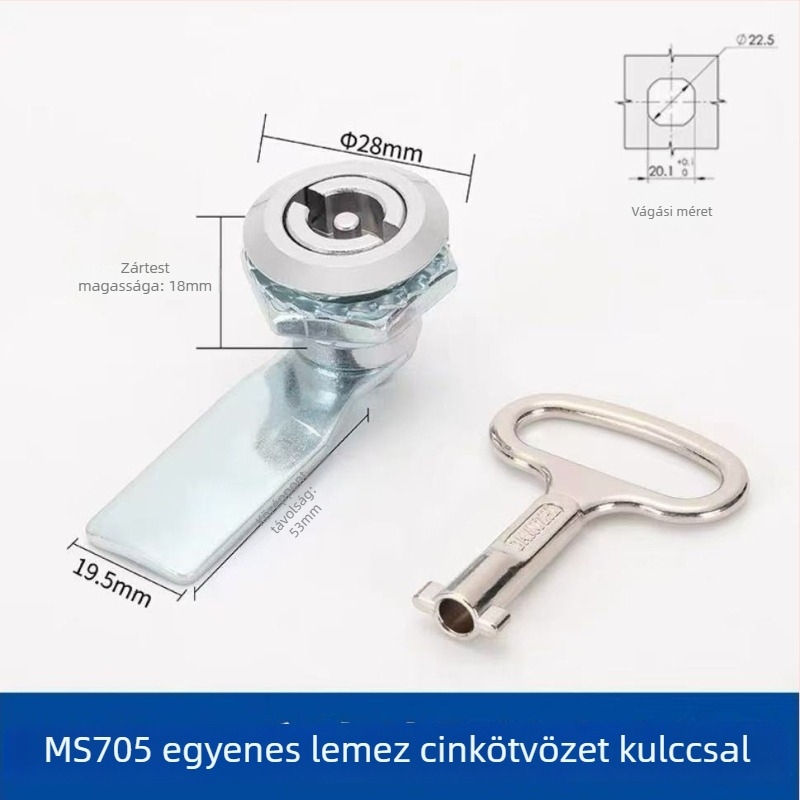 MS705 háromszög-zár cilinderes zár, vas test, alumínium ötvözet ajtókhoz, hornyázott szerelés, kulcs nélkül