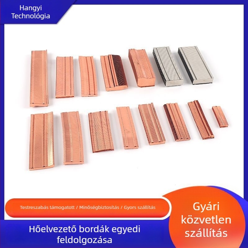 Testreszabható laptop réz hűtőbordák, téglalap alakúak, hőcsőhegesztett, passzív hűtés