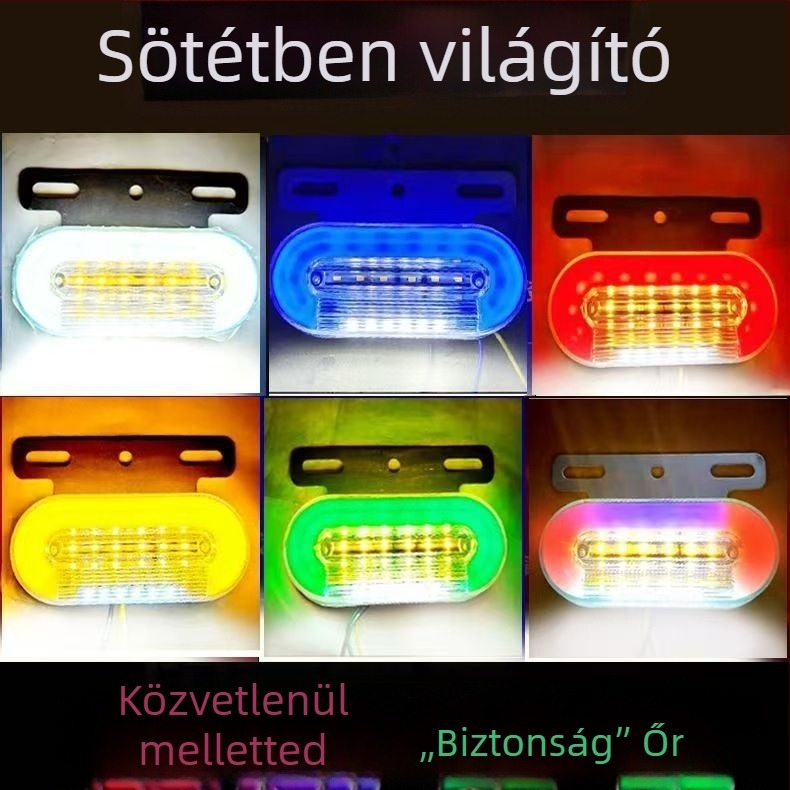 LED oldalsó lámpa teherautóhoz, vízálló, 12/24V, IP67, Anyag: vaslemez + ABS ház, Élettartam 50000 h