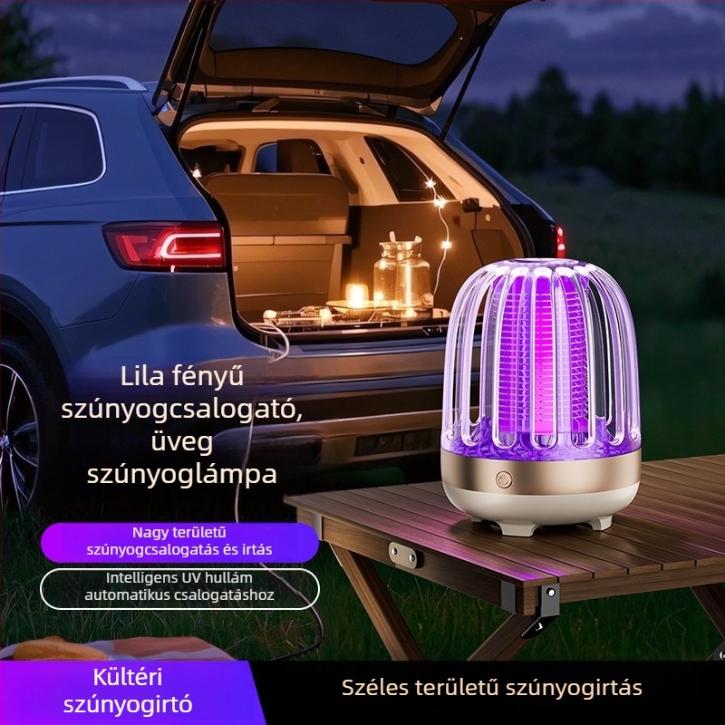 Beltéri USB-töltésű szúnyogirtó lámpa UV fénnyel, csapda helyiségekben legfeljebb 10 m²-ig, beépített akkumulátor, minimalista kialakítás