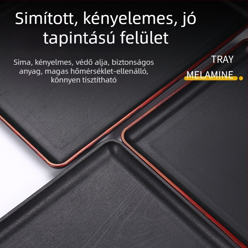Műanyag tálca csíkos mintával, négyszögletes, nemzeti divat stílusban, logó nyomtatva
