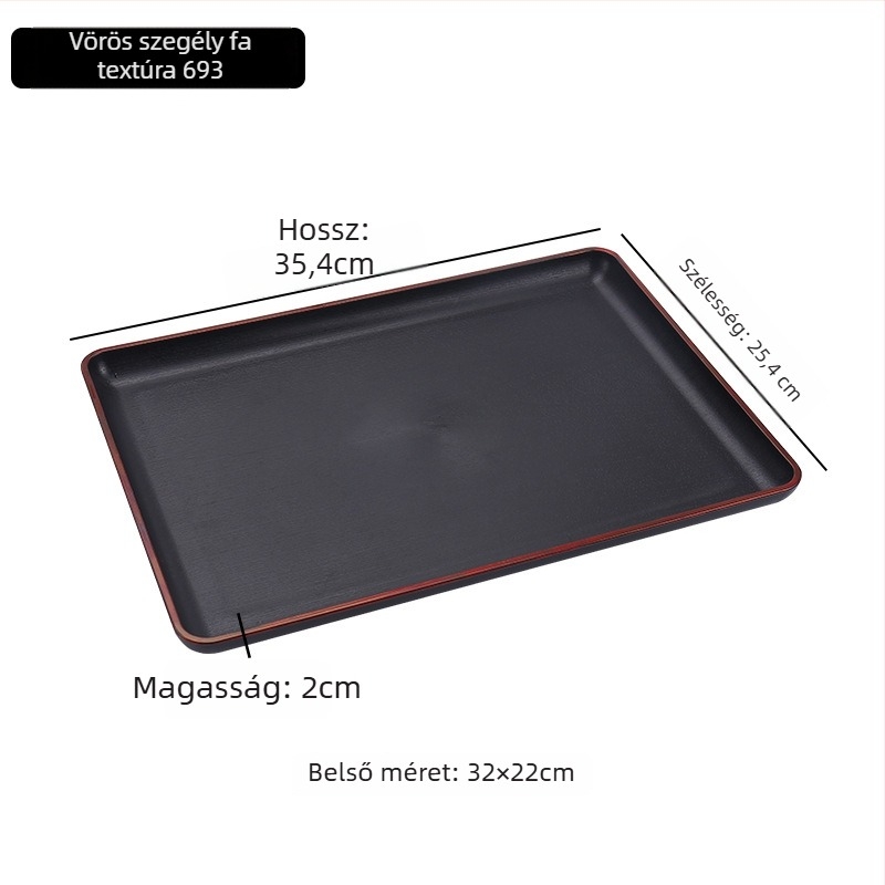 Műanyag tálca csíkos mintával, négyszögletes, nemzeti divat stílusban, logó nyomtatva