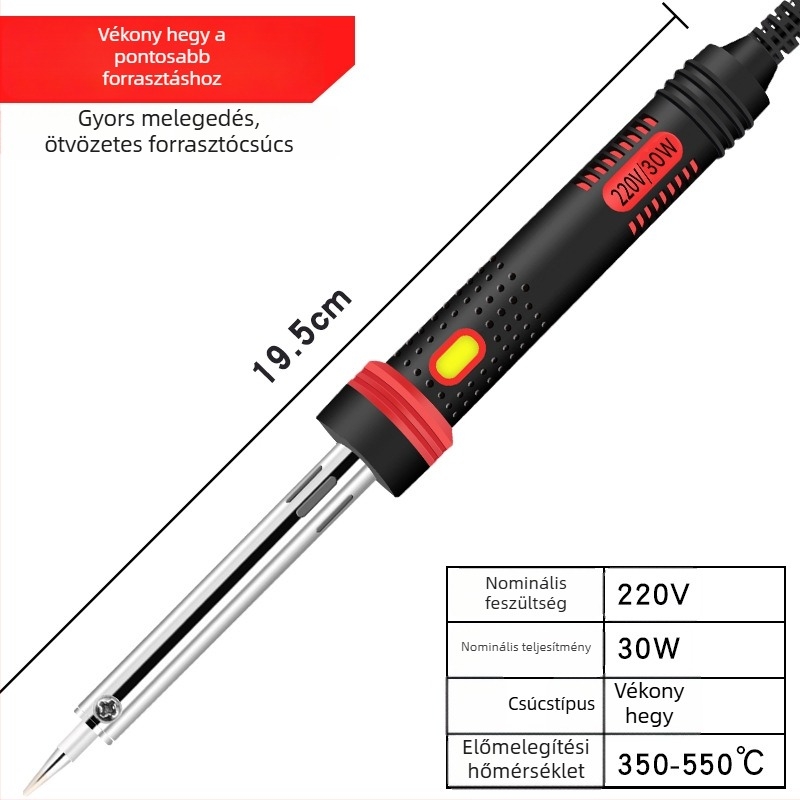 MMHJ Elektromos forrasztó, 80–300W, 220V, lapos hegy, műanyag fogantyú, ólommentes csúcs