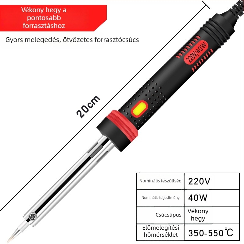MMHJ Elektromos forrasztó, 80–300W, 220V, lapos hegy, műanyag fogantyú, ólommentes csúcs