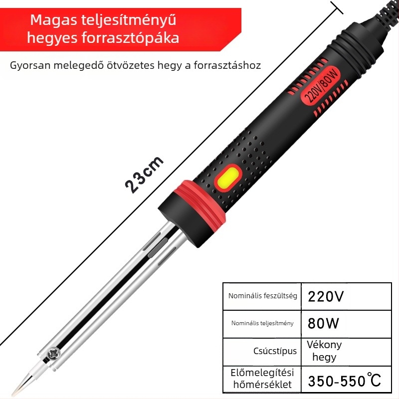 MMHJ Elektromos forrasztó, 80–300W, 220V, lapos hegy, műanyag fogantyú, ólommentes csúcs