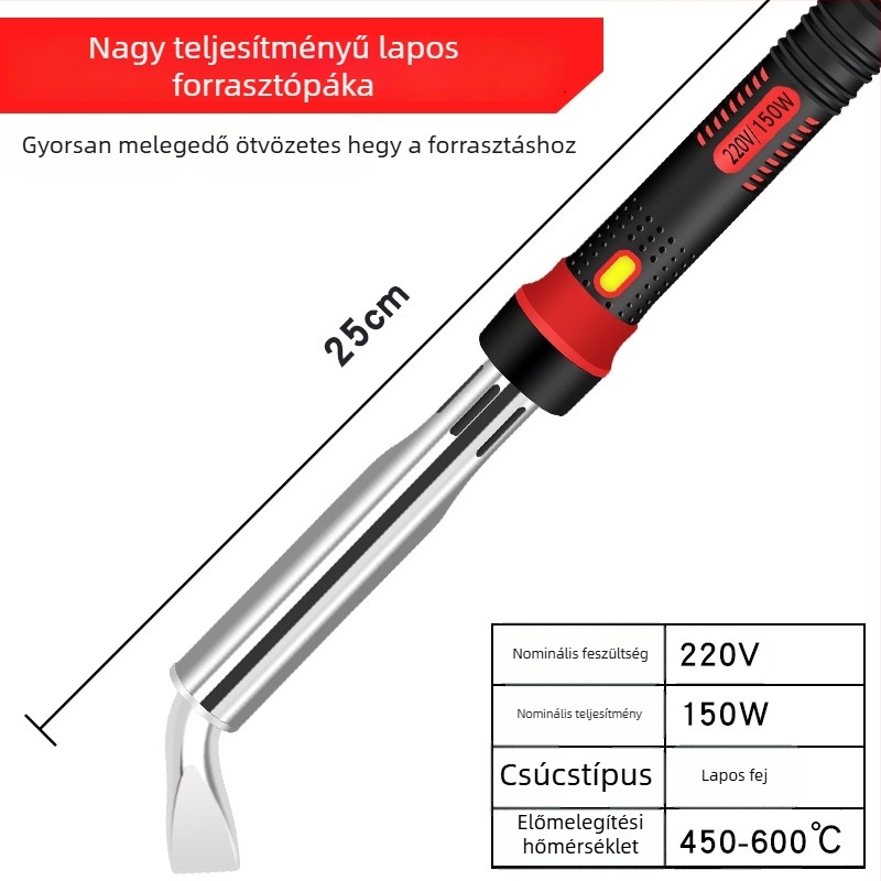 MMHJ Elektromos forrasztó, 80–300W, 220V, lapos hegy, műanyag fogantyú, ólommentes csúcs