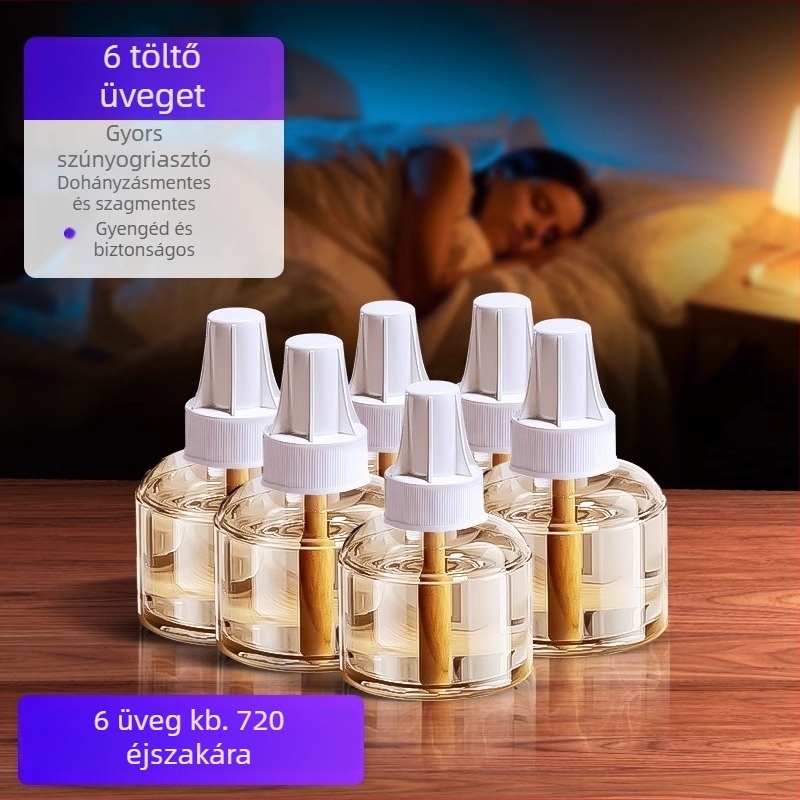 Elektromos szúnyogriasztó folyadék/tabletta, LED-del, 31–40 m²-re, 3–6 óra üzemidő, beépített akkumulátor