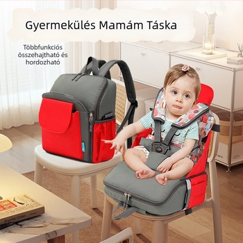 Hordozható, összecsukható multifunkcionális mamahátizsák, nagy kapacitású a babák szállításához, bébi étkezőszék, autóban is használható — Oxford vászon, belső nylon bélés, állatmintás, görbült vállpánt