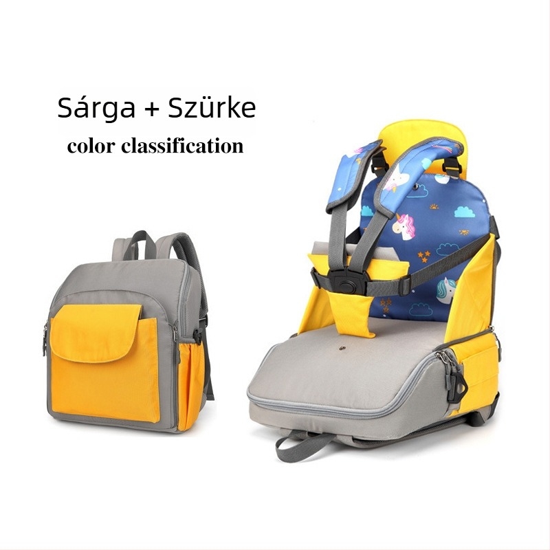 Hordozható, összecsukható multifunkcionális mamahátizsák, nagy kapacitású a babák szállításához, bébi étkezőszék, autóban is használható — Oxford vászon, belső nylon bélés, állatmintás, görbült vállpánt
