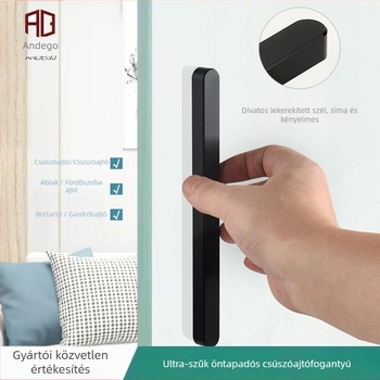 Csúszóajtó fogantyú - önhúzós, fúrás nélküli, alumínium, anodizált felülettel, modell: kis arany rúd fogantyú