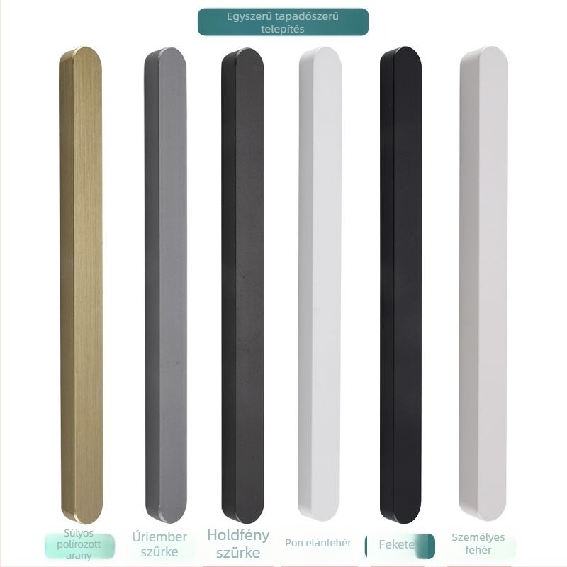 Csúszóajtó fogantyú - önhúzós, fúrás nélküli, alumínium, anodizált felülettel, modell: kis arany rúd fogantyú