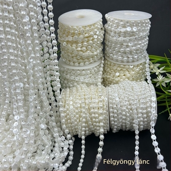 Félig kör alakú mesterséges gyöngyök, ABS műanyag, elektroplakált felületű díszítő kiegészítő ruházathoz