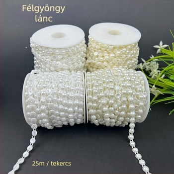 Félig kör alakú mesterséges gyöngyök, ABS műanyag, elektroplakált felületű díszítő kiegészítő ruházathoz