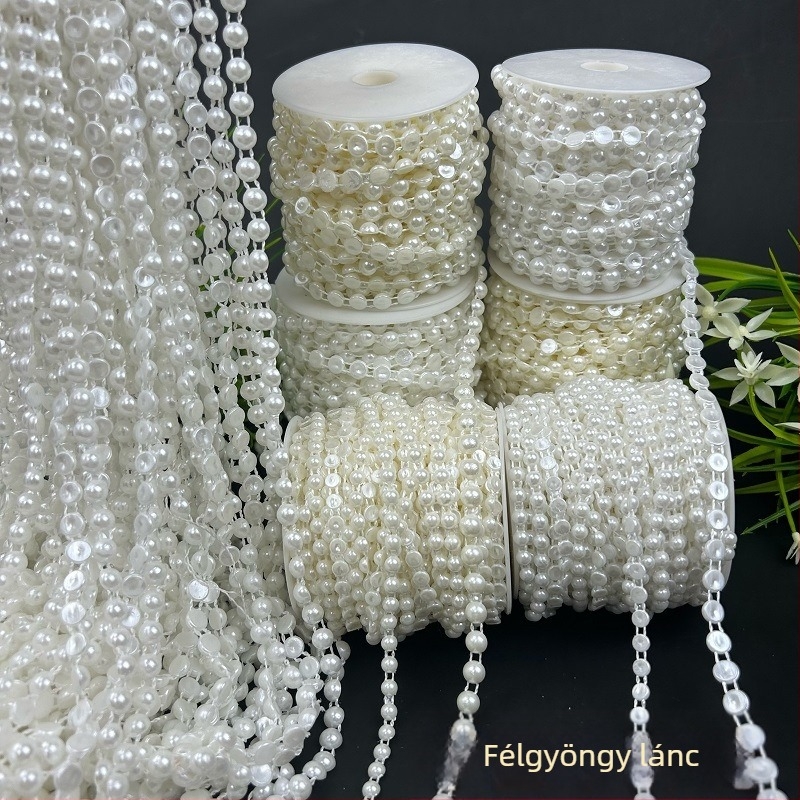 Félig kör alakú mesterséges gyöngyök, ABS műanyag, elektroplakált felületű díszítő kiegészítő ruházathoz