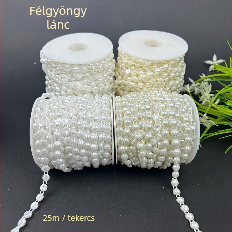 Félig kör alakú mesterséges gyöngyök, ABS műanyag, elektroplakált felületű díszítő kiegészítő ruházathoz