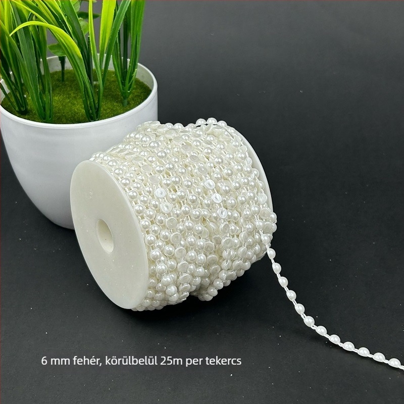 Félig kör alakú mesterséges gyöngyök, ABS műanyag, elektroplakált felületű díszítő kiegészítő ruházathoz