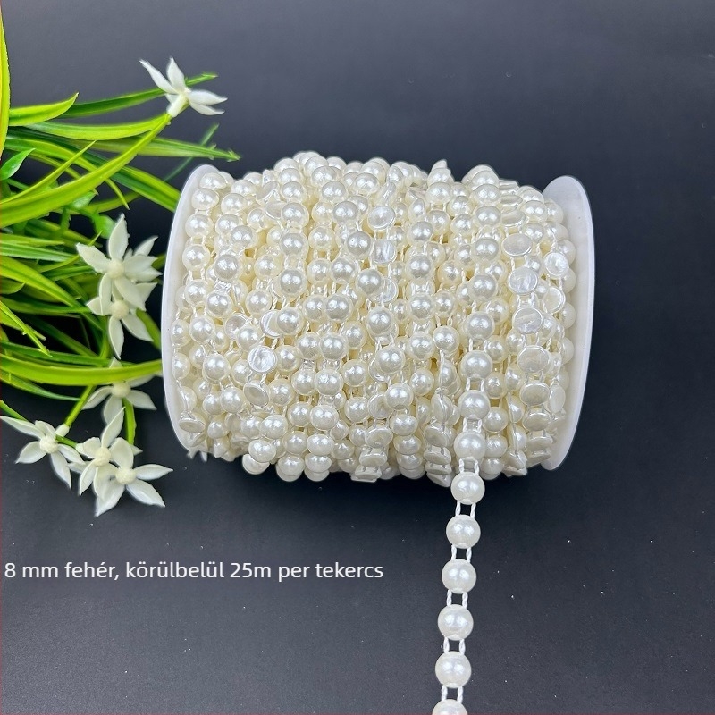 Félig kör alakú mesterséges gyöngyök, ABS műanyag, elektroplakált felületű díszítő kiegészítő ruházathoz