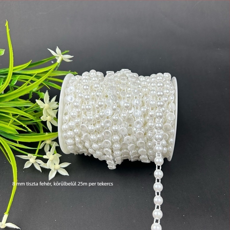 Félig kör alakú mesterséges gyöngyök, ABS műanyag, elektroplakált felületű díszítő kiegészítő ruházathoz