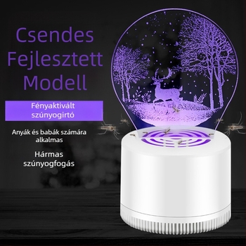3D szúnyogirtó lámpa – fotokatalitikus beltéri lámpa, alkalmas helyiségekben legfeljebb 20 m²-ig, burkolat PP + akril, nem forgó, fényhullám-alapú szúnyogirtás