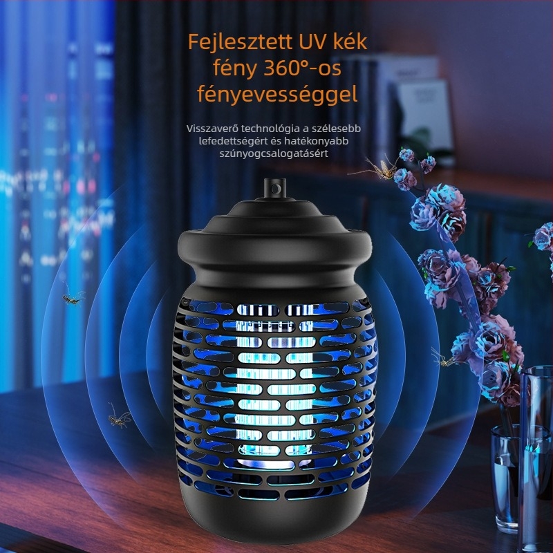 Szúnyogirtó lámpa - hálózatra csatlakozó, UV fény, csapda fényhullámmal + elektrosokk, ABS ház, 20-50 m²-es hatókör