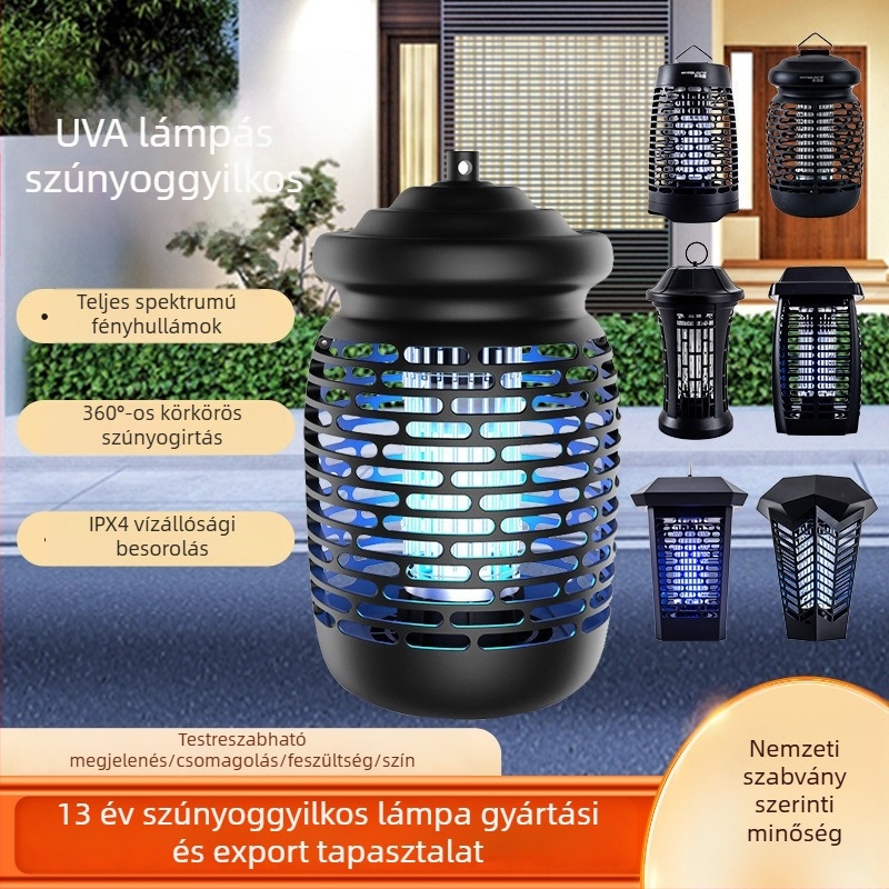 Szúnyogirtó lámpa - hálózatra csatlakozó, UV fény, csapda fényhullámmal + elektrosokk, ABS ház, 20-50 m²-es hatókör