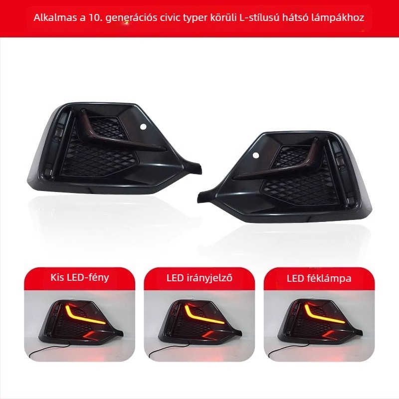 LED L-alakú nappali fények Civic hatchback tizedik generációhoz, 24W, TYPY márka