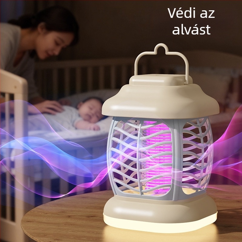 Elektromos csípéses szúnyogírtó lámpa — hordozható USB-töltésű beltéri és kültéri használatra, UV lámpa, megfelelő 20 m²-es területhez, akkumulátor kapacitás legfeljebb 500 mAh