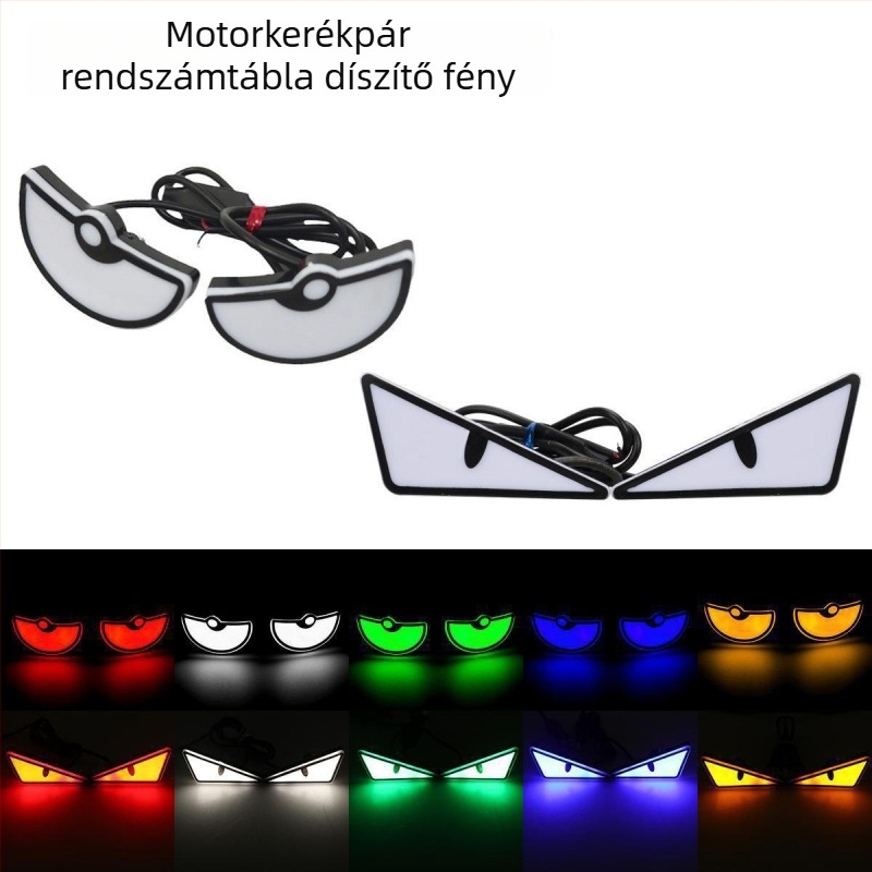 LED motorkerékpár rendszámtábla fény – háromszög démoni szemek, 12V, vízálló, élettartam 50 000 óra