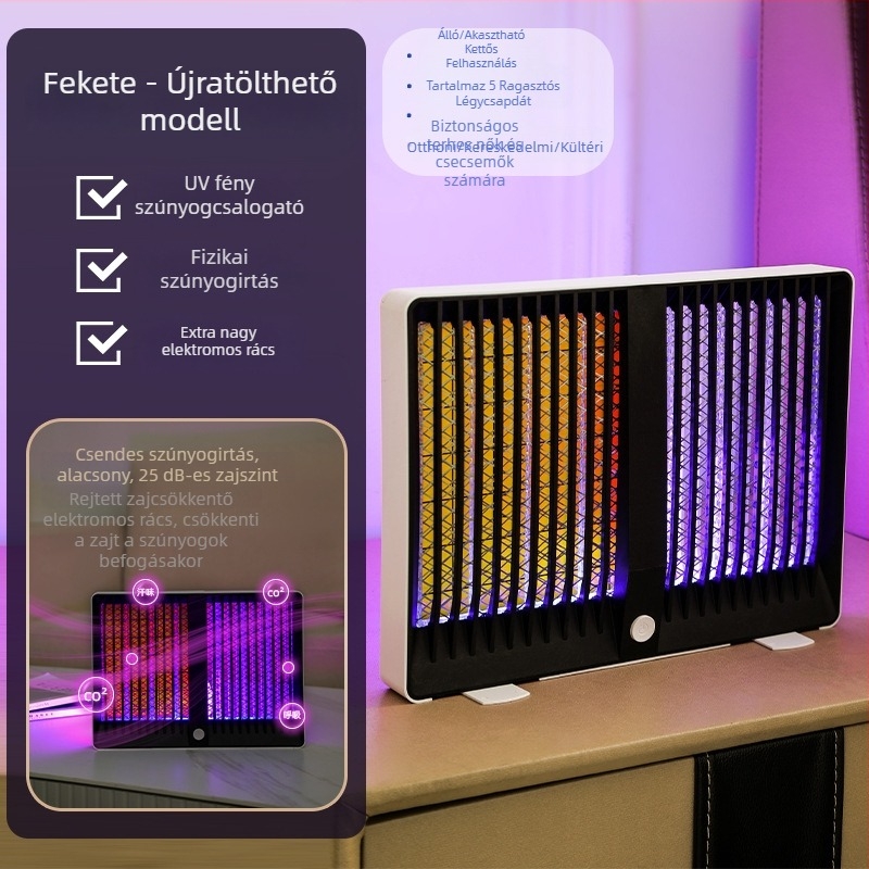 Beépített akkumulátoros elektromos szúnyogirtó lámpa, hordozható szúnyog- és légyirtó, otthoni és kereskedelmi használatra (31–40 m²)
