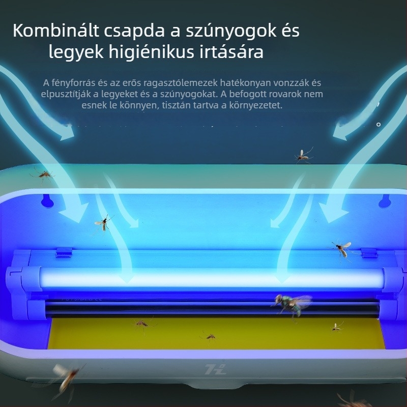Falihoz rögzíthető rovarirtó lámpa ragasztócsapdával, szúnyogok és legyek ellen, éttermeknek, szállodáknak és otthonoknak
