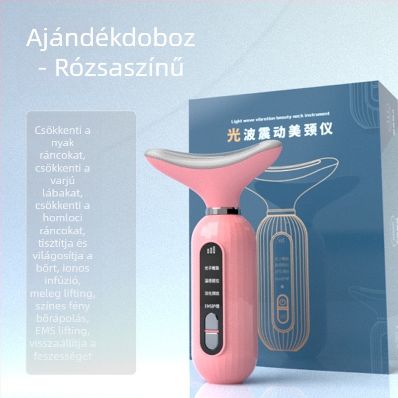 Nyak szépségkészülék rezgő masszázzsal, fotonikus szépséggel és mikroárammal – bőrmegújítás, USB töltés, otthoni használat