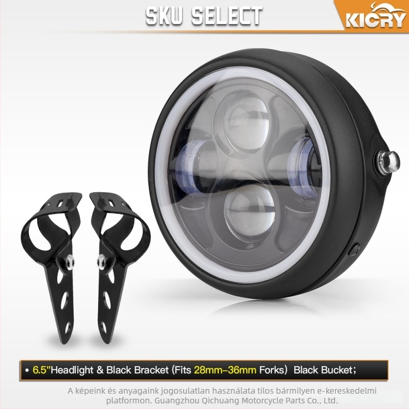 LED első fényszóró Harley cafe racer motorkerékpárhoz, retro stílus, fém ház, IP66 védelem, DC12V, 12W, 1750 lm