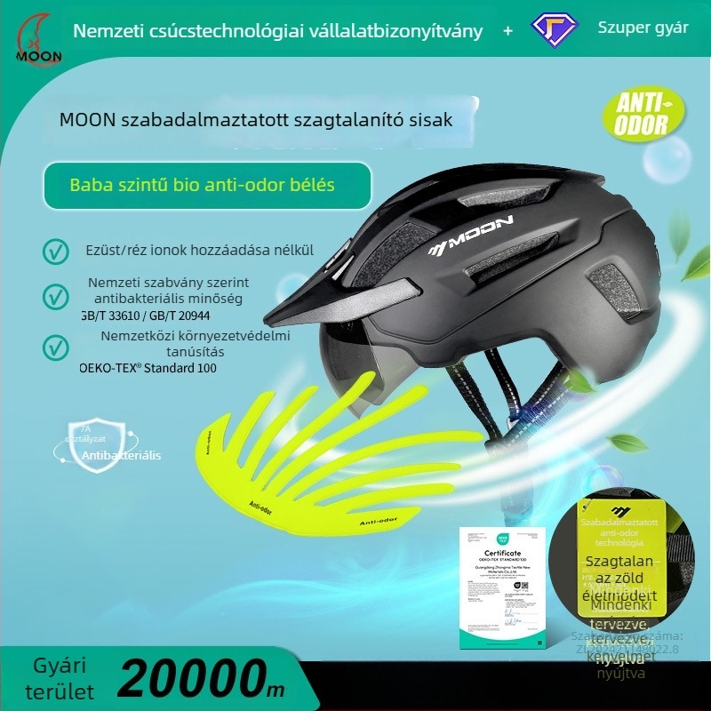 MOON kerékpáros sisak beépített szemüveggel – uniszex, felnőtt, PC EPS, nyomtatott logó