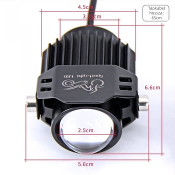 Motorkerékpár LED fényszóró lencsével, alumínium ház, duál-színű LED-ek, 18W lámpánként, 12–85V bemenet, Modell Q9