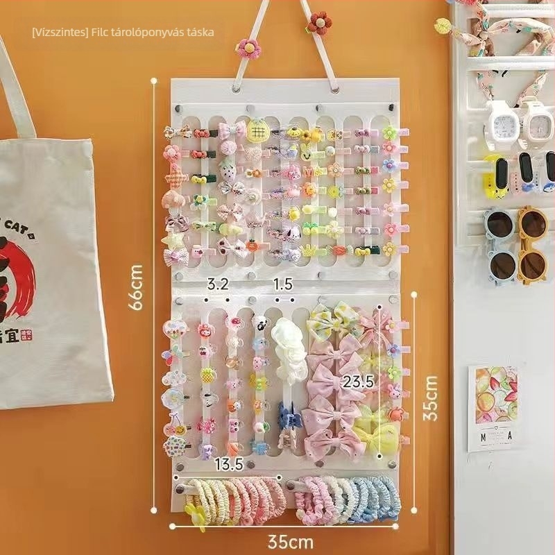 Falira szerelhető hajcsat tároló, 6 réteges, porvédett, ékszerek és smink tárolására
