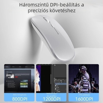 Csendes optikai egér vezeték nélküli töltéssel, Bluetooth és USB kettős üzemmód irodai és e-sport használatra