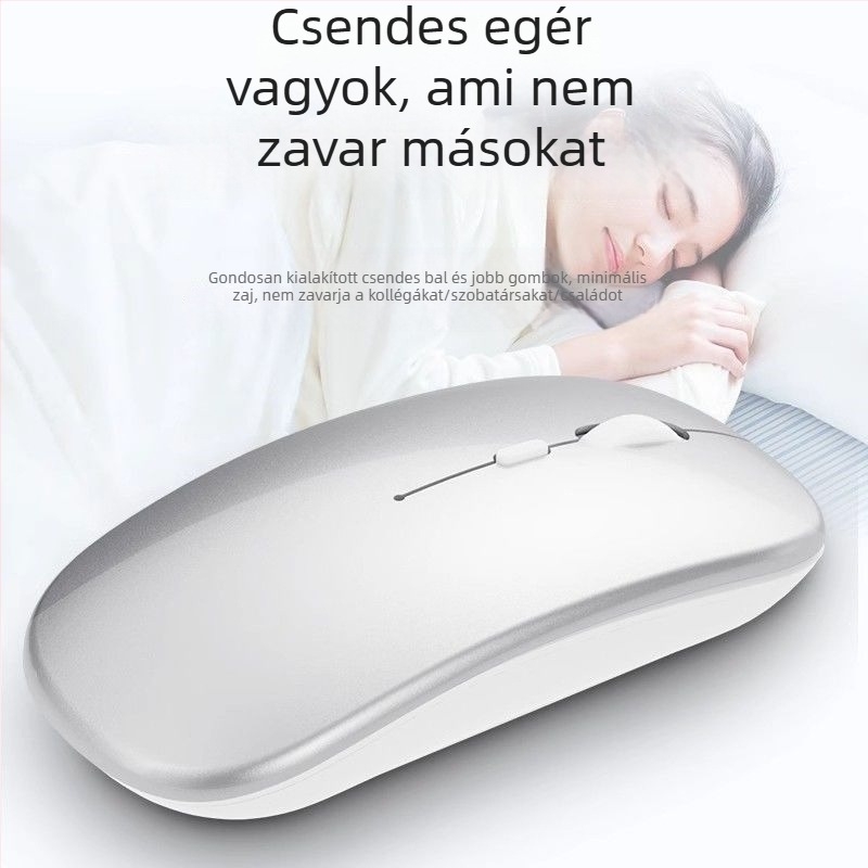 Csendes optikai egér vezeték nélküli töltéssel, Bluetooth és USB kettős üzemmód irodai és e-sport használatra