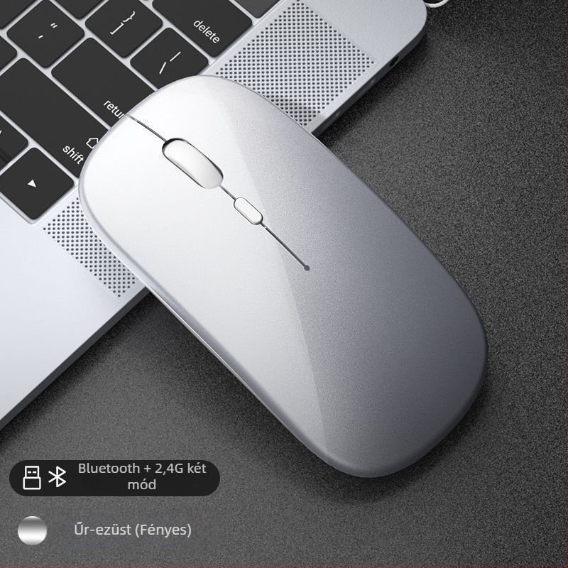 Csendes optikai egér vezeték nélküli töltéssel, Bluetooth és USB kettős üzemmód irodai és e-sport használatra