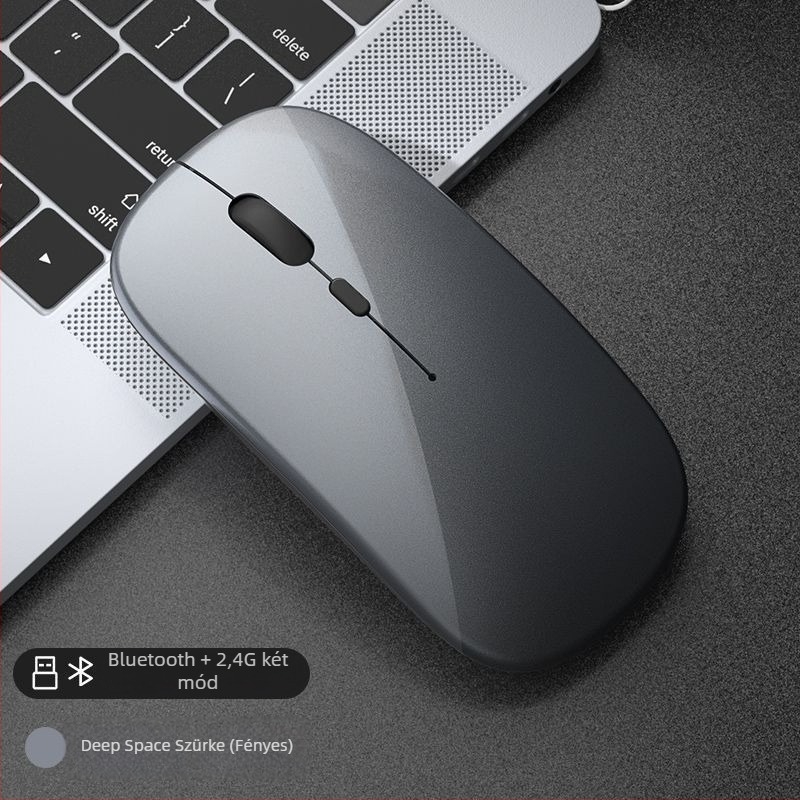 Csendes optikai egér vezeték nélküli töltéssel, Bluetooth és USB kettős üzemmód irodai és e-sport használatra