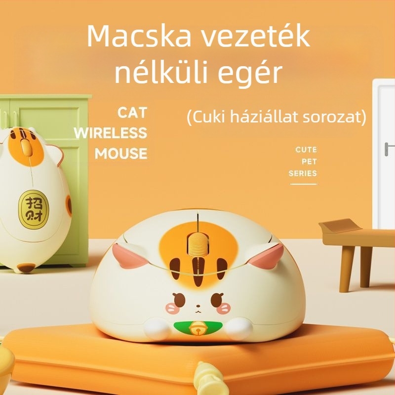 Kapibara témájú vezeték nélküli egér, 1200dpi, aranyos rajzfilmszerű dizájn